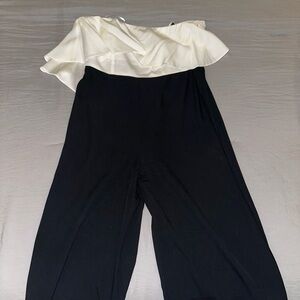 Strapless, Ruffle Black and White Jumpsuit